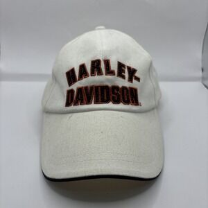 Harley Davidson Hat Cap Strap Back Adjustable Womens White Little Stains